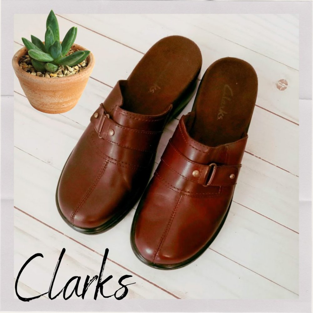 SALE!! | CLARK'S Brown Mules #79848 Leather Slip-on Shoes